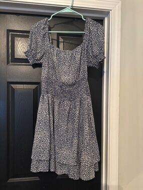 She & Sky. Women’s Navy Blue Floral Square-Neck Dress. Boutique size large.